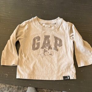 GAP Kids Beige Long Sleeve Tee with Graphic
